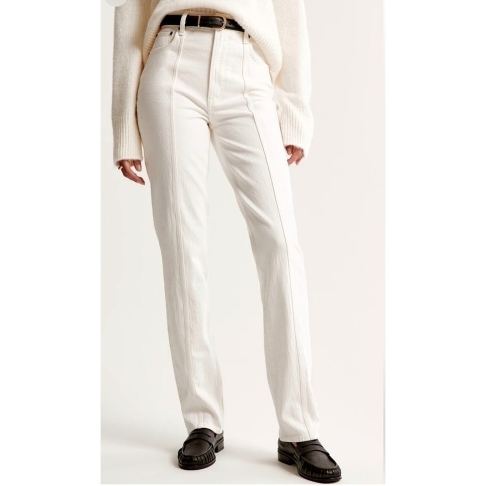 Abercrombie & Fitch The 90s Straight Ultra High Rise White Seam Jeans 29/8